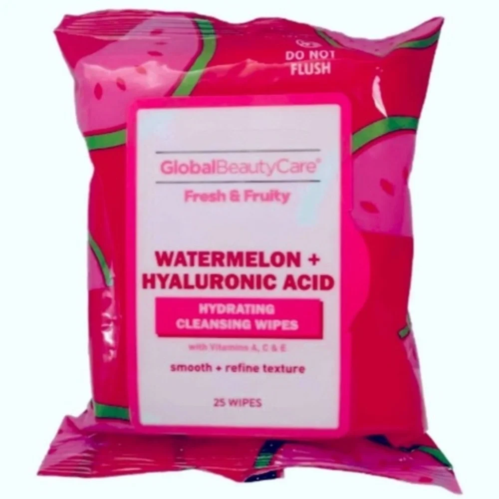 5/$25 Global Beauty 25ct Watermelon & hyaluronic acid Cleansing Wipe